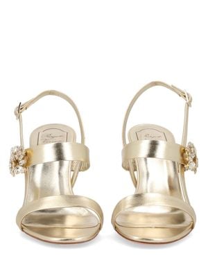 Roger Vivier Jeweled Strappy Heeled Sandals - Metallic
