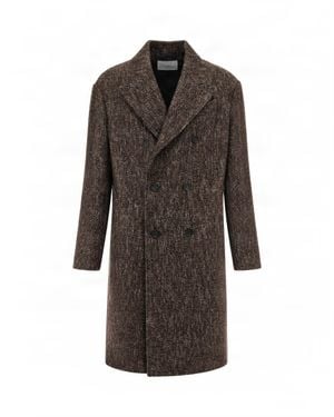 Paolo Pecora Double-Breasted Long Overcoat - Brown