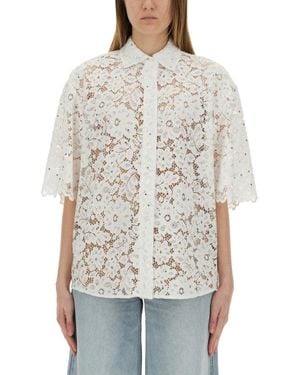 MICHAEL Michael Kors Lace Shirt With Delicate Floral Pattern - White