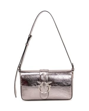 Pinko Mini Shoulder Bag With Detachable Strap - Metallic
