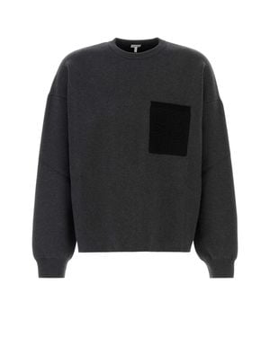 Loewe Stretch Cotton Blend Knit Sweater - Black