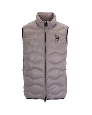 Blauer Quilted Long Puffer Vest - Gray