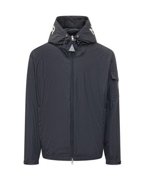 Moncler Sassiere Mini Jacket With Hood And Front Zip - Blue