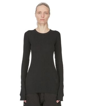 Rick Owens Medium-Weight Cotton Long-Sleeve T-Shirt With Ribbed Crew Neck, Slim Fit (Size S) - Black
