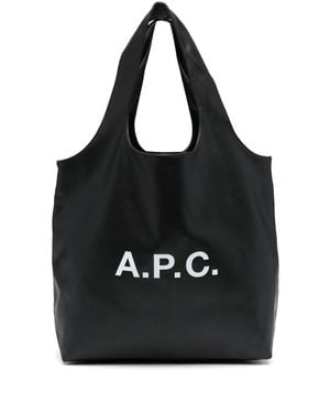 A.P.C. A. P.C. Mini Two-Top-Handle Tote Bag With Front Logo, Internal Pocket (W 51 X H 27 X D 17 Cm) - Black