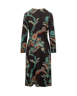 Etro Floral Print Midi Dress - Black