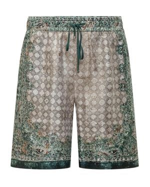 Amiri Bandana Print Shorts With Drawstring - Gray
