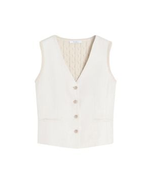 Max Mara Linen Vest With Four Buttons For - White