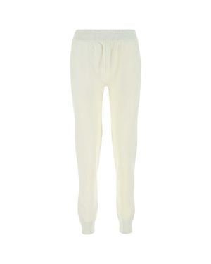 Bottega Veneta Ivory Stretch Wool Blend Sweatpants - White