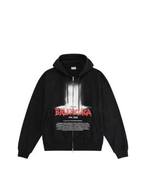 Balenciaga Oversized Zip-Up Jacket, Xs - Black
