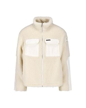 Canada Goose Fleece Zip Jacket With Chest Pockets - Natural