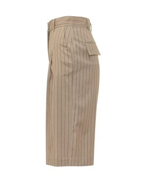 LE SULLY STUDIO Bermuda Gessati Mini Shorts - Natural