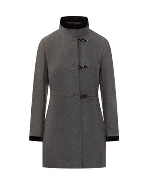Fay Wool Blend Jacket With Ganci Detail - Gray