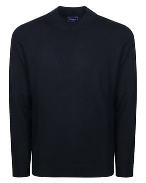 Drumohr Tubular Merino Knit Turtleneck Sweater - Blue