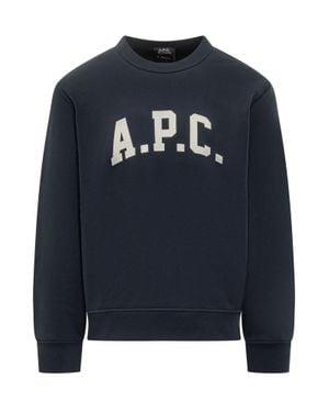 A.P.C. Logo-Print Organic Cotton Sweatshirt - Blue