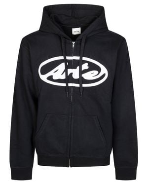 Arte' Circle Logo Mini Zip Hoodie For - Blue
