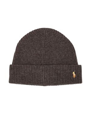 Polo Ralph Lauren Wool Blend Signature Pony Beanie With Fold-Over Cuff - Brown