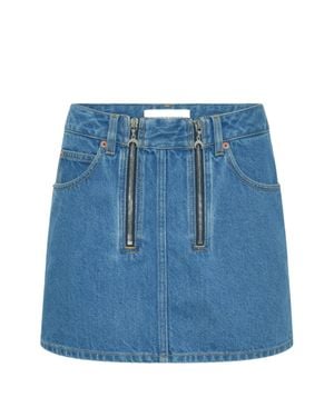 Marine Serre Double Zipper Front Pocket Pants With Belt Loops - Blue