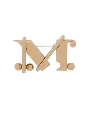 Max Mara Brooch Monogram Metal Brooches & Pins - White