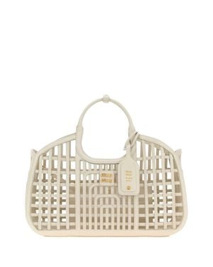 Miu Miu Chalk Leather Shopping Bag - Metallic