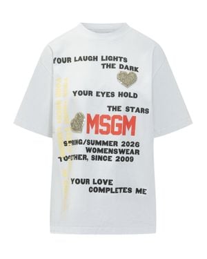 MSGM Stampaint Lettering T-Shirt - White