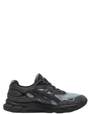 Asics Calf Leather Mini Sneakers With Mesh & Suede Panels - Black