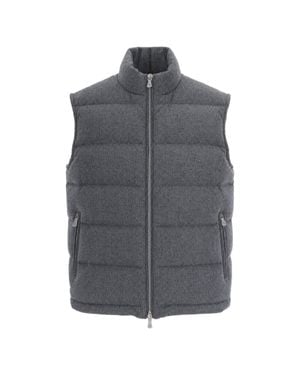 Eleventy Quilted Zip Front Vest - Gray