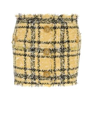 Balmain Embroidered Tweed Mini Skirt - Metallic
