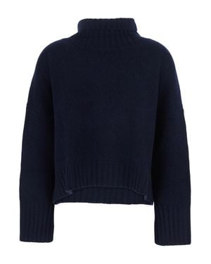 Soft Goat Cashmere Turtleneck Sweater With High Collar And Long Sleeves For - Blue