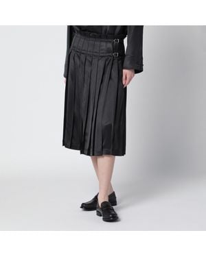 DURAZZI MILANO Dark Gray Glossy Viscose Pleated Skirt - Black