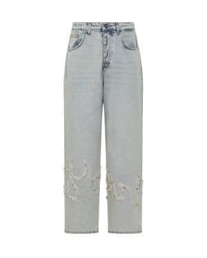 Barrow Stylish Jeans With Decorative Embroidery - Gray