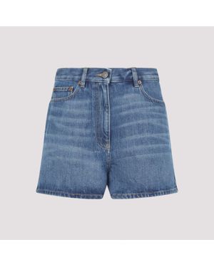 Valentino Medium Cotton Denim Shorts - Blue