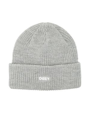 Obey Rib-Knit Mini Beanie With Embroidered Logo - Gray