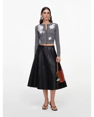 Self-Portrait Lace Flower Knit Cardigan - White