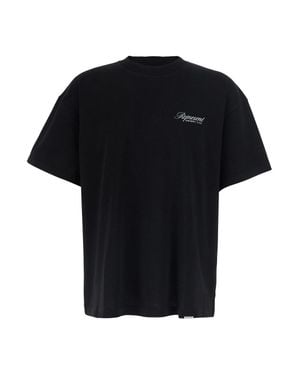 Represent Cotton Crew Neck T-Shirt With Front And Back Logo Lettering - Black