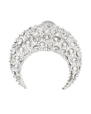 Marine Serre Large Crystal Crescent Moon Earrings - White