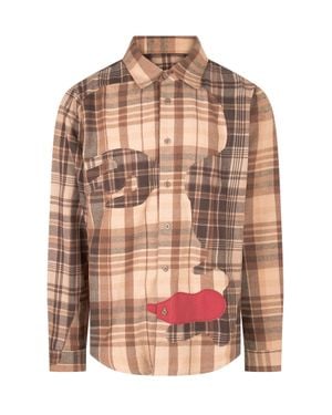 Kidsuper Patchwork Face Flannel Overshirt - Pink