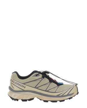 Salomon Xt-6 Inspired Low-Top Chunky Sole Sneaker With Tongue Logo - Gray