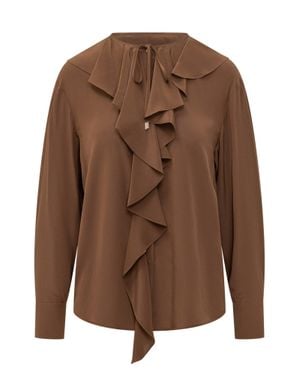 Max Mara Elegant Studio Shirt With Ruffles - Brown