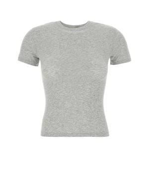 Skims Melange Stretch Cotton T-Shirt - Gray