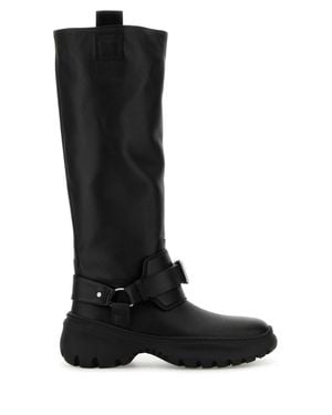 Burberry Calf Leather Stomp Boots - Black