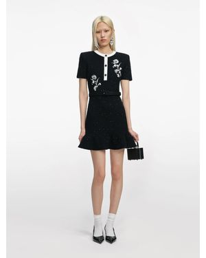 Self-Portrait Crepe Fur Hem Mini Dress - Multicolor