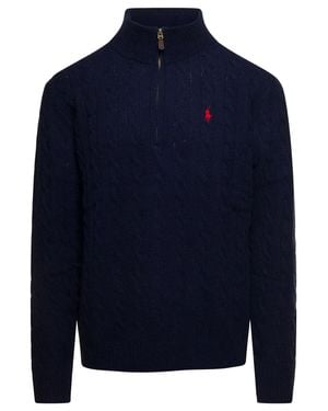 Polo Ralph Lauren Cable-Knit Half-Zip Sweater - Blue