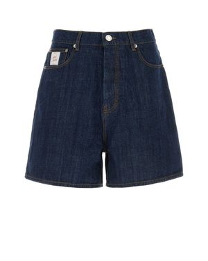 Ami Paris Shorts With Heritage Label - Blue