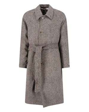 Paul Smith Herringbone Tweed Belted Waist Jacket - Gray