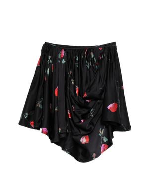Ganni Stylish Printed Mini Skirt With Zip Closure For - Black