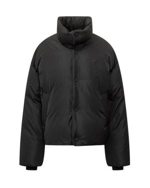 Ami Paris Puffer Jacket With Heart Logo - Black