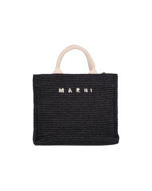 Marni Contrast-Trim Shoulder Bag - Black