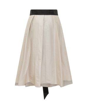Max Mara Midi Skirt With Belt - Natural
