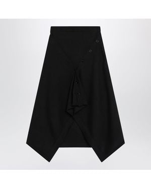 Lemaire Merino Wool Blend Midi Skirt - Black